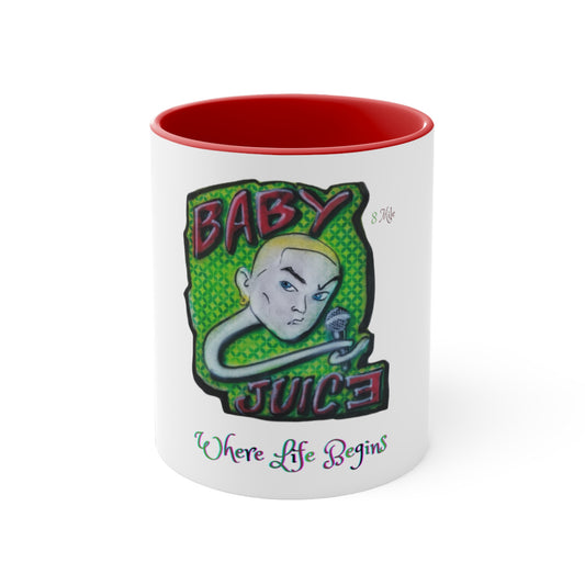 Accent Coffee Mug, 11oz: "Baby Juice" (Male Sperm) Merch- Eminem Design