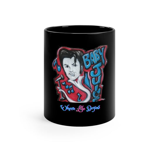 11oz Black Mug : Baby Juice ( Male Sperm ) Merch - Elvis Edition